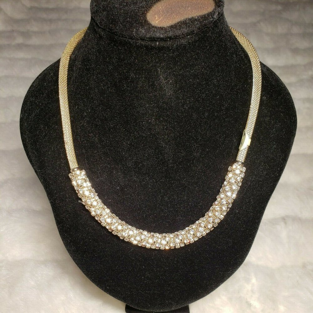Womens Crystal Gold Color Necklace